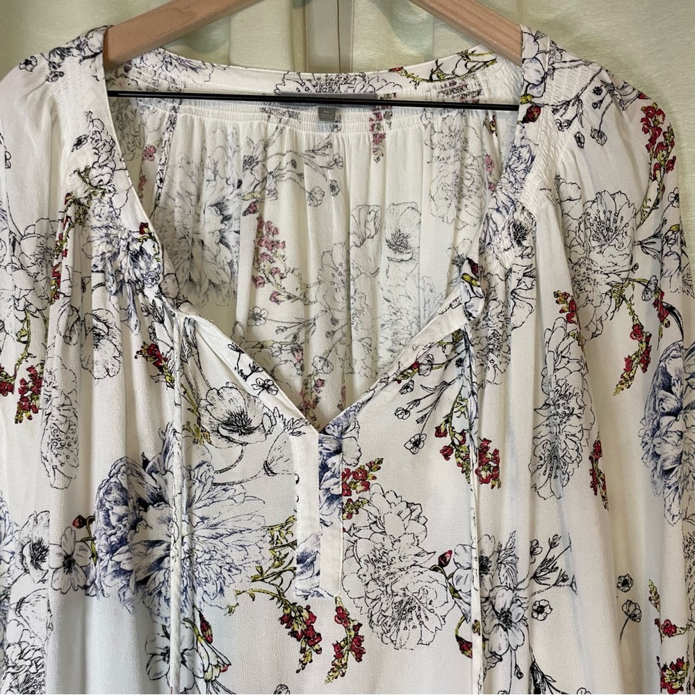 Daniel Rainn 2XL White Rayon Floral Blouse - Picture 5 of 11